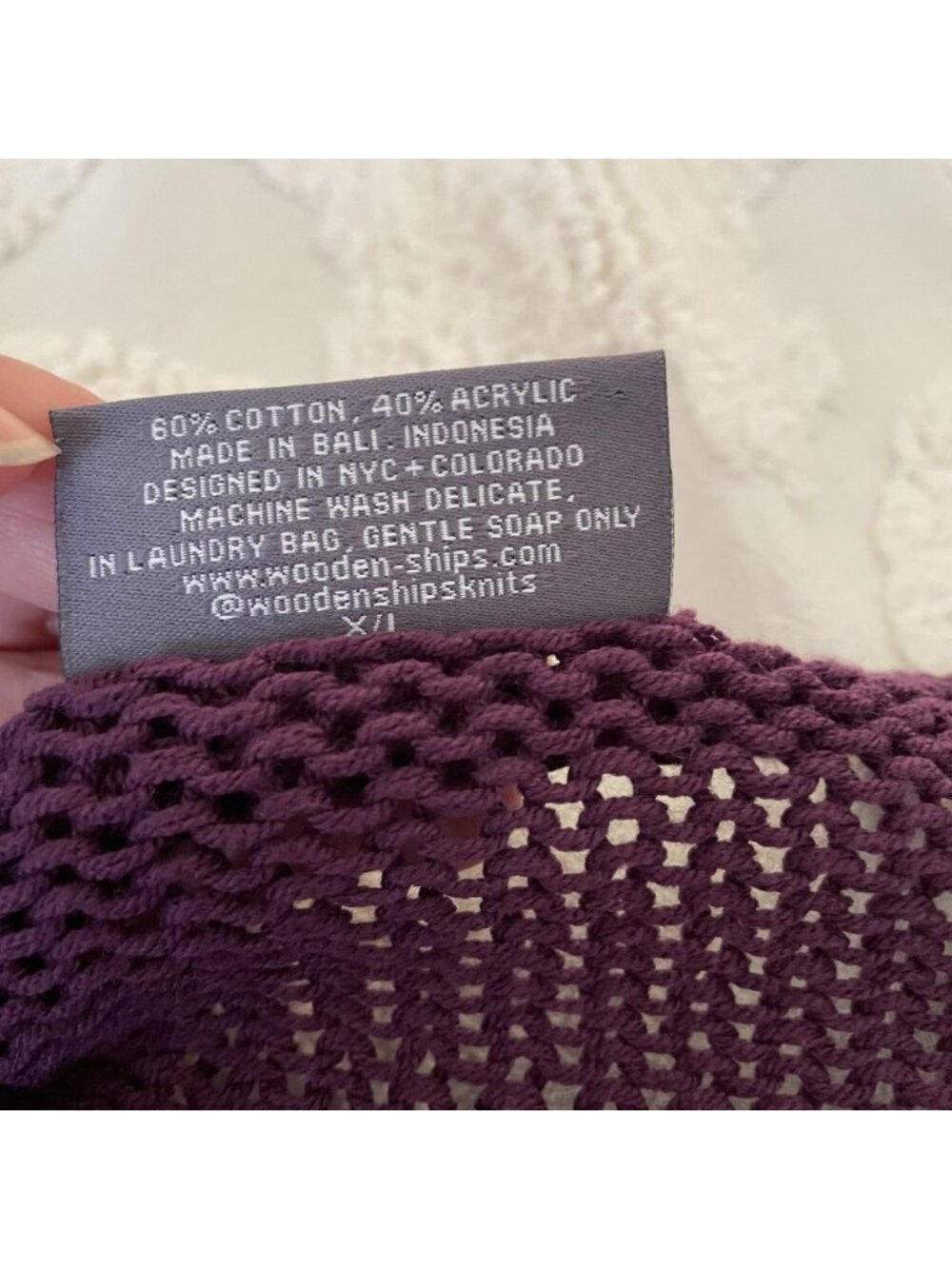 Wooden Ships GAME DAY V-Neck Cotton Loose Knit Sweater Plum Soft Relaxed Size XL - Picture 4 of 11